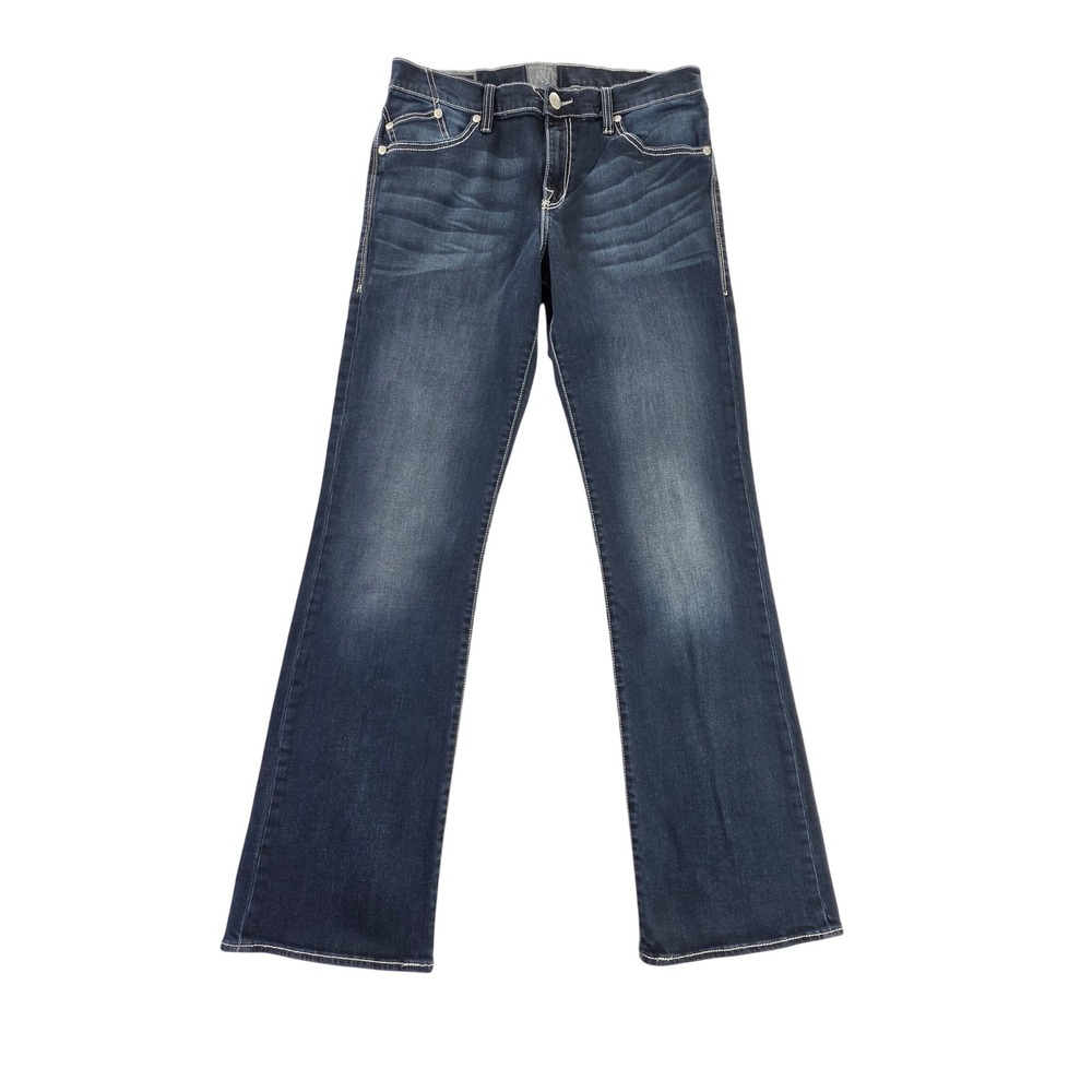 Rock & Republic Mens Relaxed Bootcut Jeans Dark Wash Embroidered Pockets 34x34